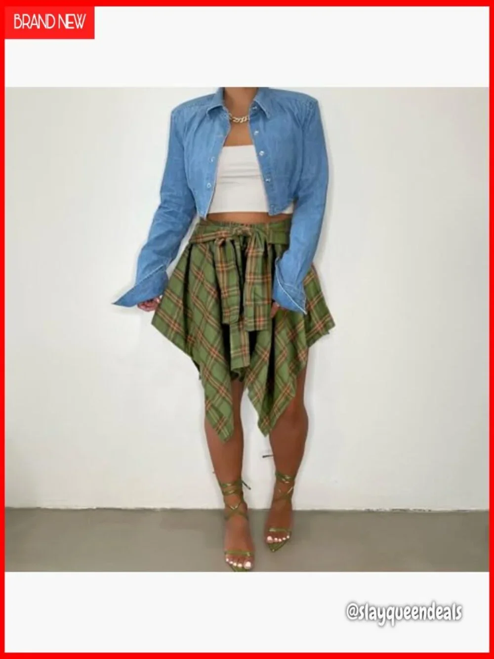 High Waisted Pleated Mini Skirt with Knot Front Asymmetrical Hem